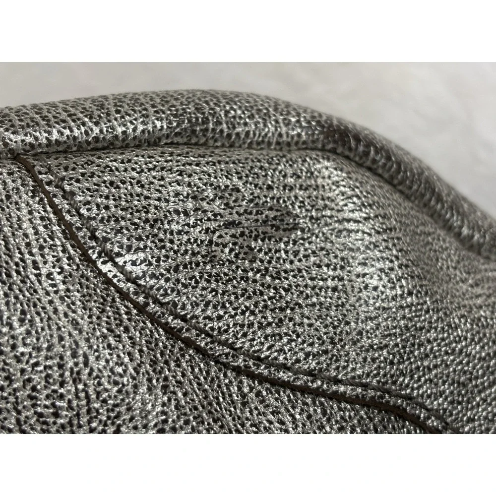 Frye Melissa Hobo Bag Silver Metallic Leather Magnetic Close Top Handle Purse
